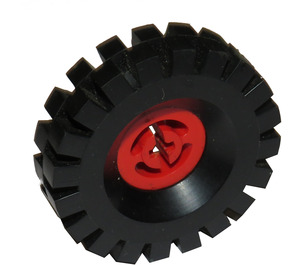 LEGO Red Wheel Hub 8 x 17.5 with Axlehole with Tire 43 x 11 (17 mm Inside Diameter)