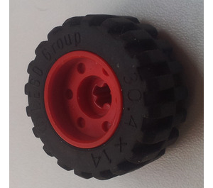 LEGO Red Wheel Rim Ø18 x 14 with Axle Hole with Tire 30.4 x 14 with Offset Tread Pattern and No band