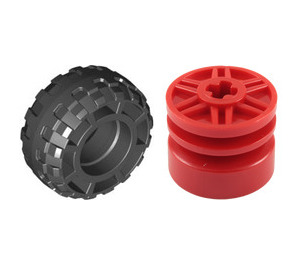 LEGO Czerwony Wheel Rim Ø18 x 14 with Axle Hole with Tire Balloon Wide Ø37 x 18