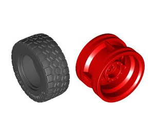 LEGO Rot Wheel Rim Ø30 x 20 with No Pinholes, with Reinforced Rim with Tire Ø 49.5 x 20mm