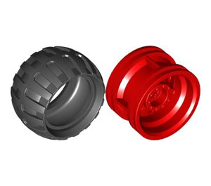 LEGO rouge Roue Jante Ø30 x 20 avec No Trous d'épingle, avec Reinforced Jante avec Pneu Ballon Large Ø43 X 26