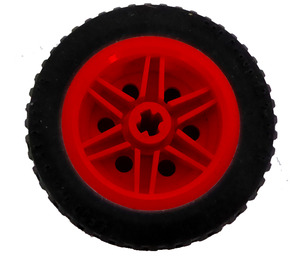 LEGO Red Wheel Rim Ø30 x 20 with No Pinholes, with Reinforced Rim with Tire, Low Profile, Wide Ø43.2 X 22 ZR