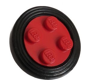 LEGO Red Wheel Rim 8 x 18 with 4 Studs and Cylindrical Axle with Tyre Small Smooth