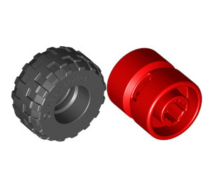LEGO Red Wheel Rim Wide Ø11 x 12 with Notched Hole with Balloon Tire Ø24 x 12