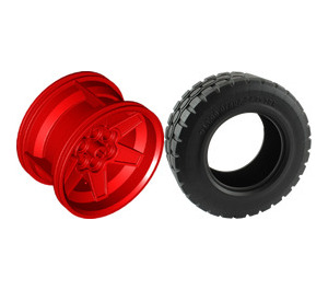 LEGO rot Rad mit Reifen