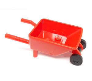 LEGO Rød Wheelbarrow with Black Trolley Wheels