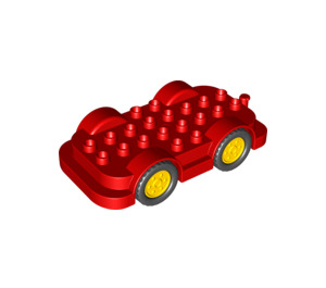 LEGO rouge Wheelbase 4 x 8 avec Medium Stone Grey roues (15319 / 24911)