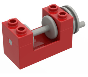 LEGO Červená Winch 2 x 4 x 2 s Světlo Grey Drum (73037)