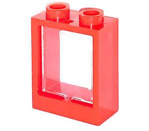 LEGO Red Window 1 x 2 x 2 without Sill with Transparent Glass
