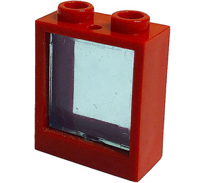 LEGO Rot Window 1 x 2 x 2 without Sill with Transparent Light Blue Glass