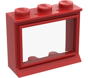 LEGO Red Window 1 x 3 x 2 Classic with Solid Studs with Glass