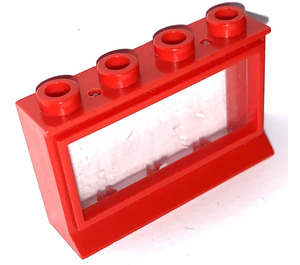 LEGO Röd Fönster 1 x 4 x 2 Classic med Fixed Glas och långt fönsterbräde