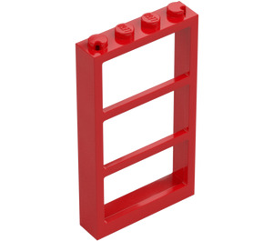 LEGO Červená Okno 1 x 4 x 6 Rám s Tři Skla (46523 / 57894)