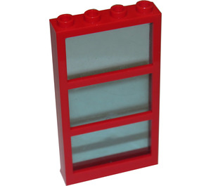 LEGO Red Window 1 x 4 x 6 with 3 Panes and Transparent Light Blue Fixed Glass (6160)