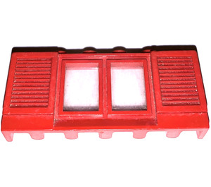 LEGO Red Window 1 x 6 x 2 with Shutters with Fixed Glass