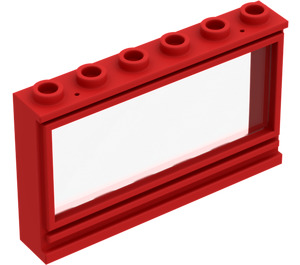 LEGO Red Window 1 x 6 x 3 with Hollow Studs and Fixed Glass