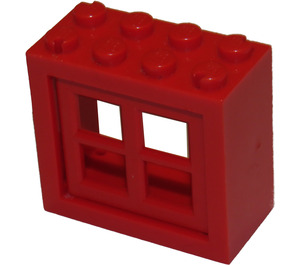 LEGO rot Fenster 2 x 4 x 3 Rahmen mit rot Pane