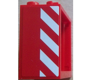 LEGO Red Window 2 x 4 x 3 with Red and White Danger Stripes Right Sticker with Square Holes (60598)