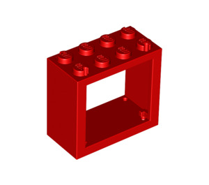 LEGO Red Window 2 x 4 x 3 with Rounded Holes (4132)