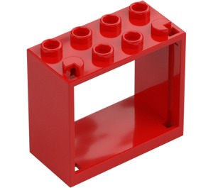 LEGO Rot Fenster 2 x 4 x 3 mit quadratischen Löchern (60598)