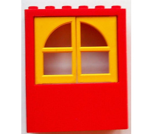 LEGO Rot Window 2 x 6 x 6 with Yellow Window Panes