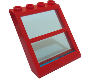 LEGO Red Window 4 x 4 x 3 Roof with Centre Bar and Transparent Light Blue Glass (6159 / 75257)