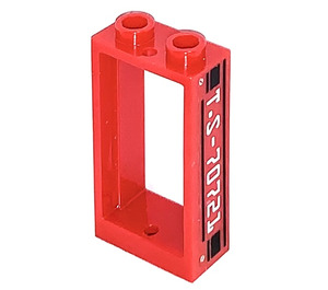 LEGO Red Window Frame 1 x 2 x 3 without Sill with 'T.S-70721' (Right) Sticker (60593)