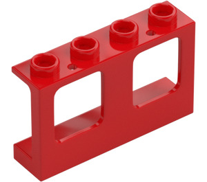 LEGO Rojo Marco de ventana 1 x 4 x 2 con espigas huecas (61345)