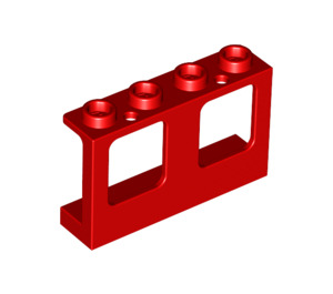 LEGO rot Fenster Rahmen 1 x 4 x 2 mit hohlen Bolzen (61345)