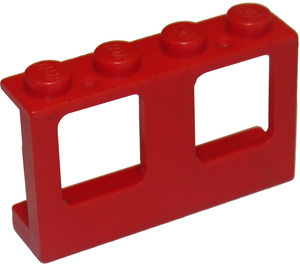 LEGO Rød Vinduesramme 1 x 4 x 2 med solide knops (4863)