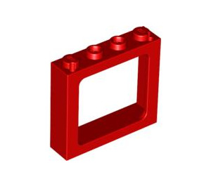 LEGO Red Window Frame 1 x 4 x 3 (center studs hollow, outer studs solid) (6556)