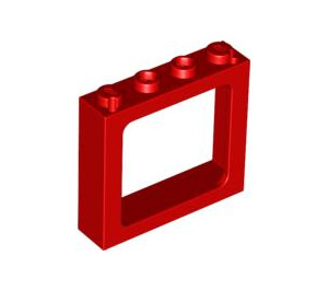 LEGO Rød Vinduesramme 1 x 4 x 3 (midtstuds knops, udvendige knops solid) (6556)