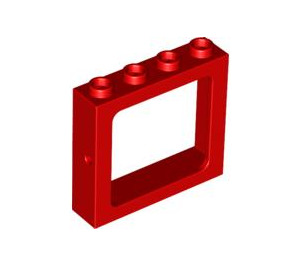 LEGO Rood Venster Kader 1 x 4 x 3 Verzonken Studs (4033)