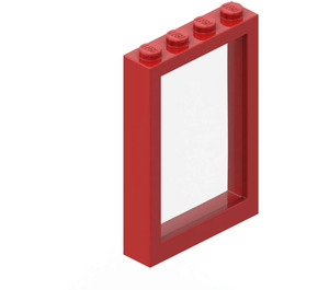 LEGO Rot Fensterrahmen 1 x 4 x 5 mit Fixed Scheibe