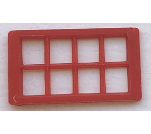 LEGO Red Window with 8 Panes for Slotted Bricks