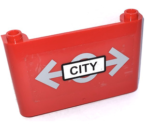 LEGO Rood Voorruit 1 x 6 x 3 met 'CITY' Sticker (64453)