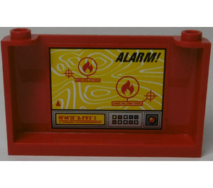 LEGO Red Windscreen 1 x 6 x 3 with Topographical Map, 'ALARM!' and Buttons Sticker (64453)