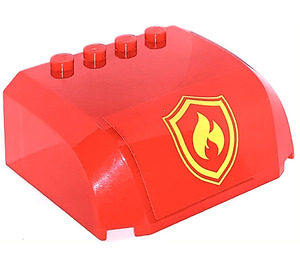 LEGO Rojo Parabrisas 5 x 6 x 2 Curvo con Fuego logo Pegatina (61484)