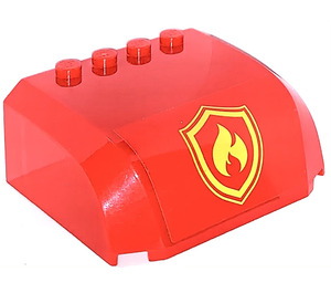 LEGO Red Windscreen 5 x 6 x 2 Curved with Fire Logo Sticker (61484)