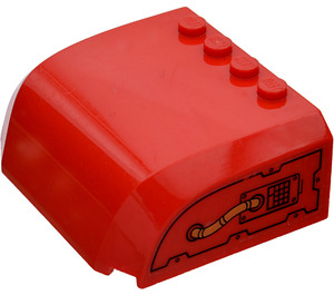 LEGO rouge Pare-brise 5 x 6 x 2 Incurvé avec Pipe Autocollant (61484)