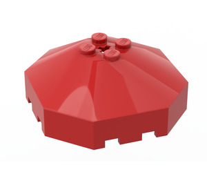 LEGO Red Windscreen 6 x 6 Octagonal Canopy with Axle Hole (2418)