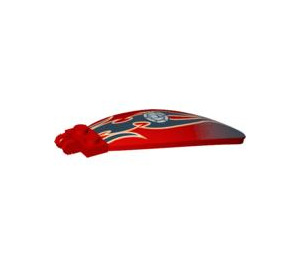 LEGO Red Windscreen 9 x 3 x 1.667 Bubble Canopy with Fuel Cap with Flames (47844 / 90410)