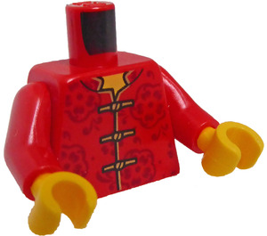 LEGO Red Woman in Red Patterned Shirt Minifig Torso (973 / 76382)