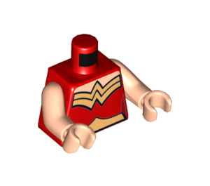 LEGO Rood Wonder Vrouw met Korte benen Minifiguur Torso (973 / 76382)