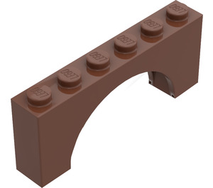 LEGO Reddish Brown Arch 1 x 6 x 2 Thick Top and Reinforced Underside (3307)