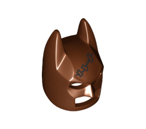 LEGO Reddish Brown Batman Cowl Mask with Stitches with Angular Ears (10113 / 29253)