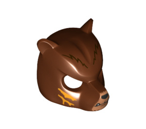 LEGO Reddish Brown Bear Mask with Medium Dark Flesh Muzzle and Orange Slash Marks (21216)