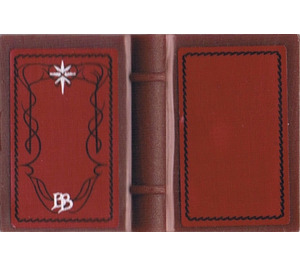 LEGO Reddish Brown Book 2 x 3 with BB on red background Sticker (33009)