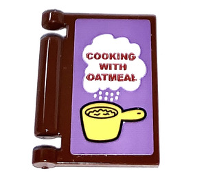 LEGO Brun rougeâtre Book Cover avec Cooking avec Oatmeal Autocollant (24093)