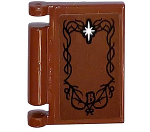 LEGO Reddish Brown Book Cover with Star and 'B' Sticker (24093)